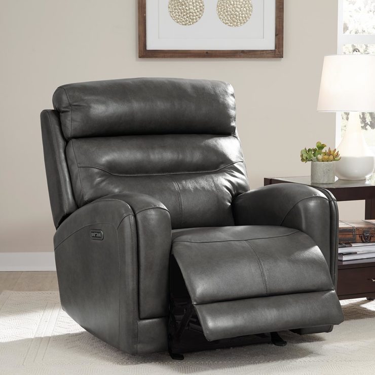 Pulaski Oklahoma Grey Leather Power Glider Recliner with Power Headrest Costco UK