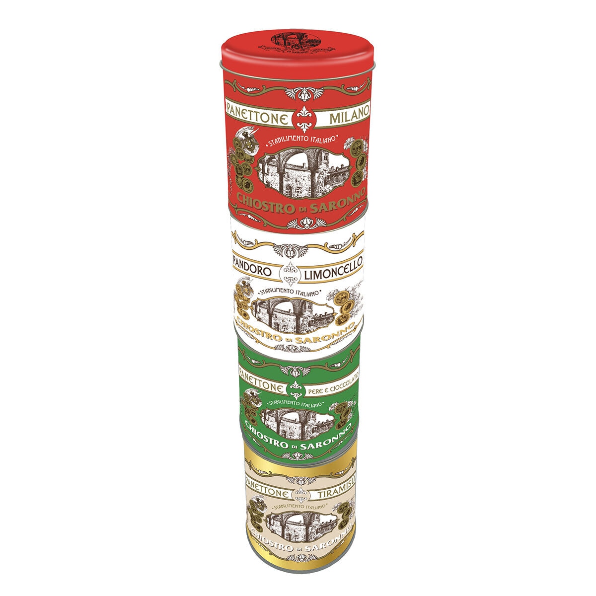 Lazzaroni Chiostro Di Saronno Assorted Panettone Gift Tower, 400g (4 Pack)