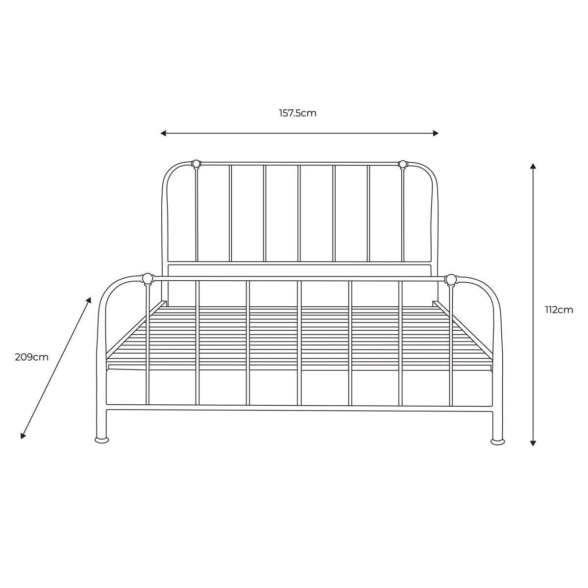 Gallery Loughton Black Metal Bed Frame, King