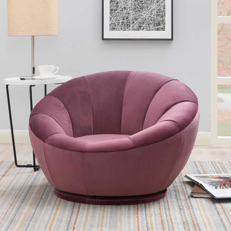 True Innovations Velvet Swivel Chair Purple Costco Uk