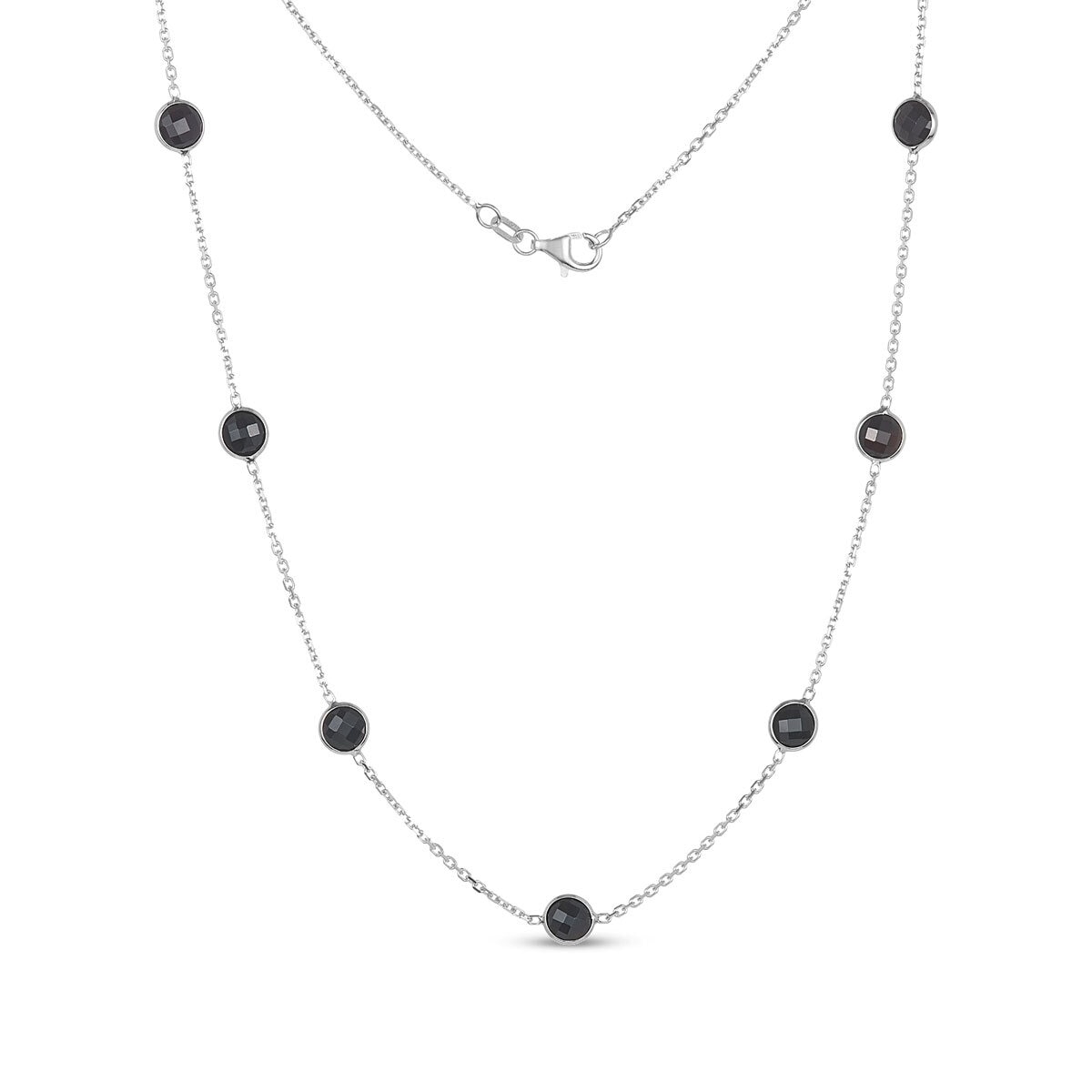 Black Onyx Necklace, 14ct White Gold