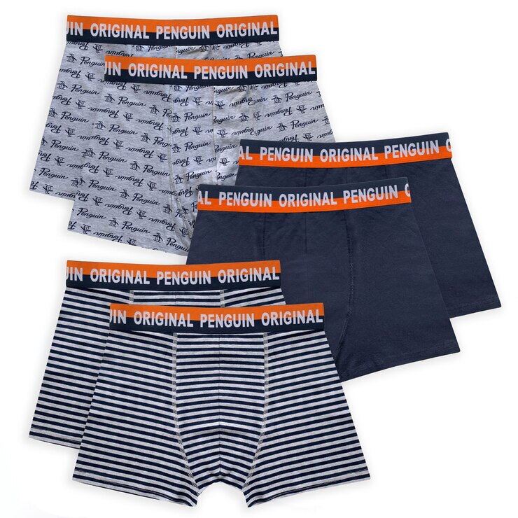 Original Penguin Men's 6 Pack Boxer Shorts in Grey and Navy, 4 Sizes ...