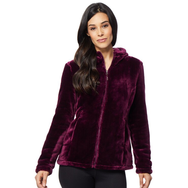 32 Degrees Women's Plush Fleece with Hood in Plum | Costco UK