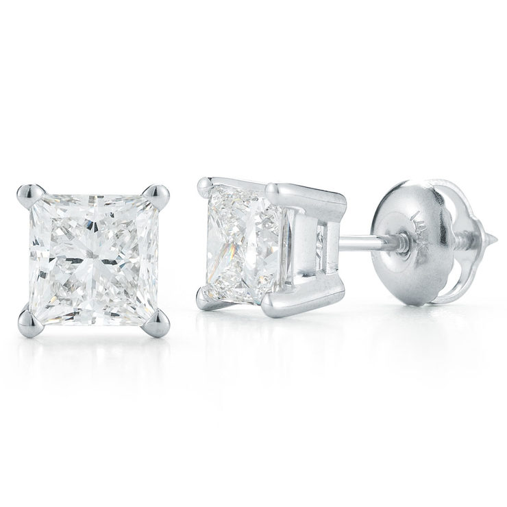 1.39ctw Princess Cut Diamond Earrings, 18ct White Gold | Costco UK