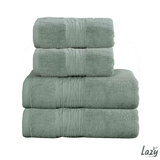 Lazy Linen 4 Piece Hand & Bath Sheet Towel Bundle in Sage, 2 x Hand Towels & 2 x Bath Sheets