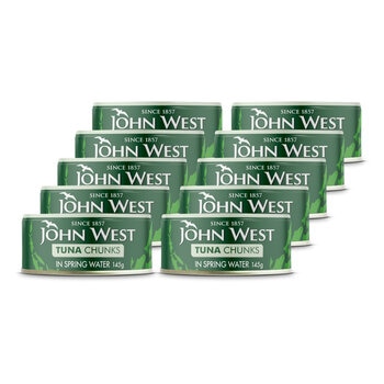 John West Tuna Chunks in Spring Water, 10 x 145g