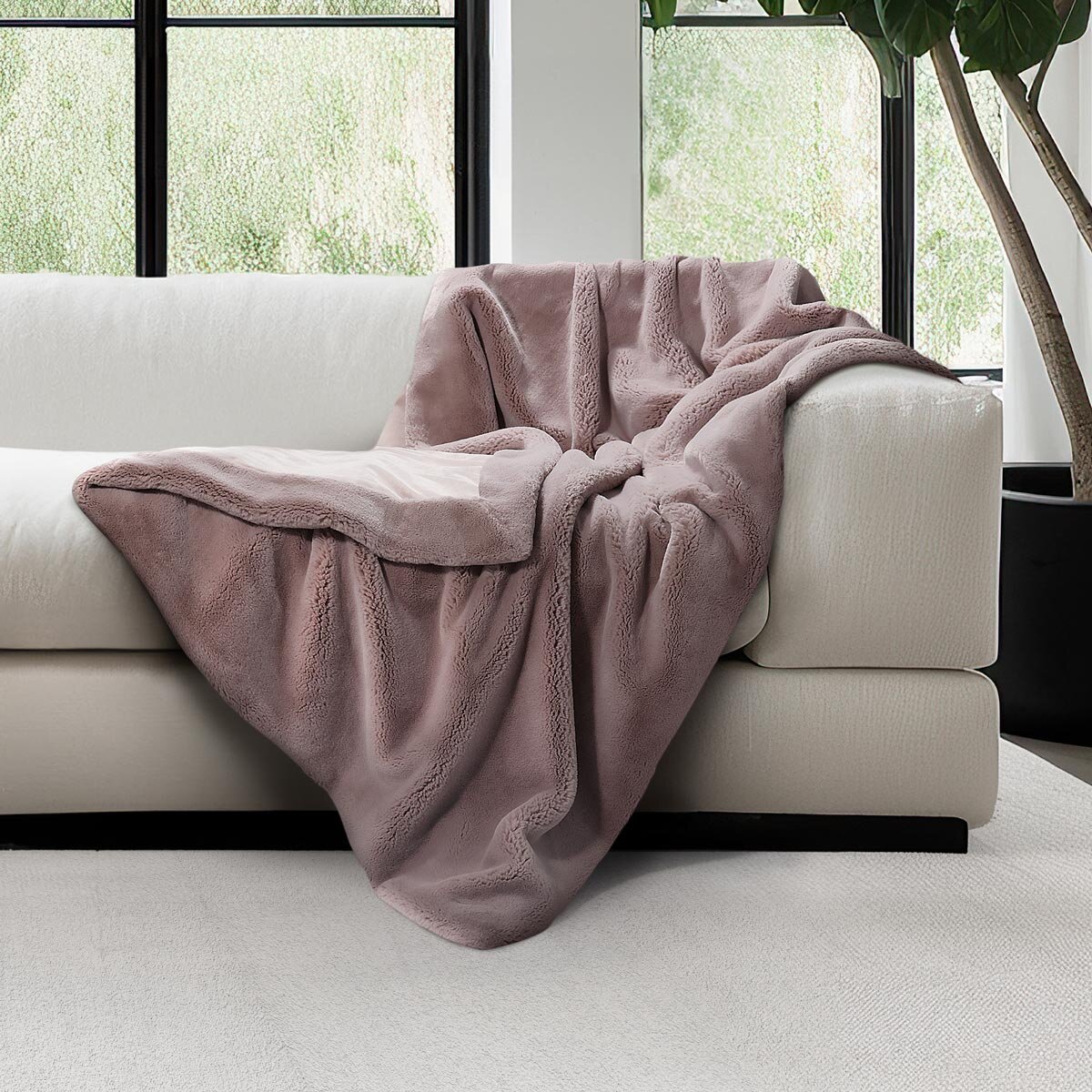 Mon Chateau Foldover Faux Fur Throw in 3 Colours, 152 x 177 cm