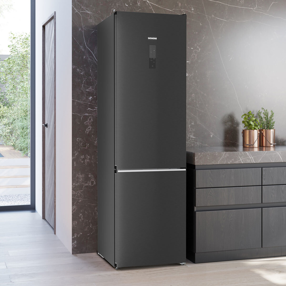 Siemens KG39NEXBF Fridge Freezer B Rated in Black Steel