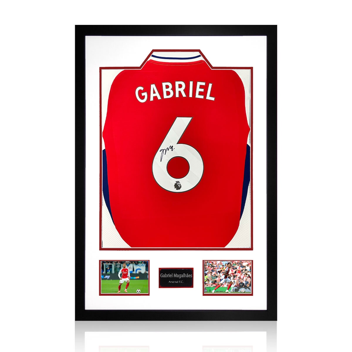 Gabriel Magalhães Arsenal 24/25 Signed Framed Shirt, including 2 Photos