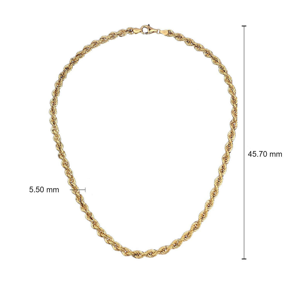 14ct Yellow Gold Rope Chain Necklace