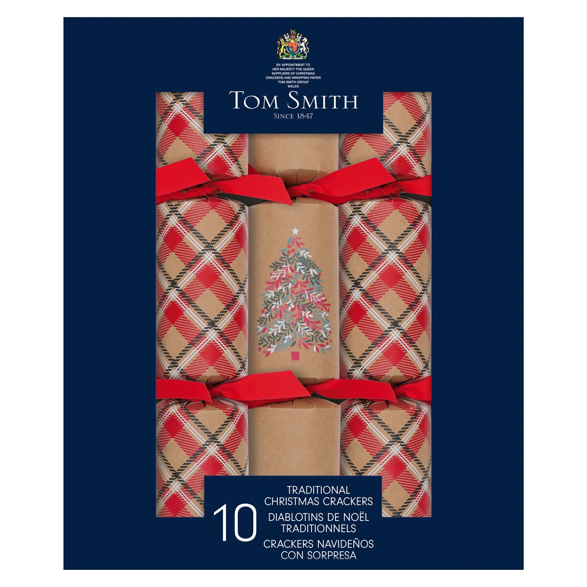 Tom Smith 12.5 Inch (32 cm) Luxury Christmas Crackers 10 Pack in Traditional Theme