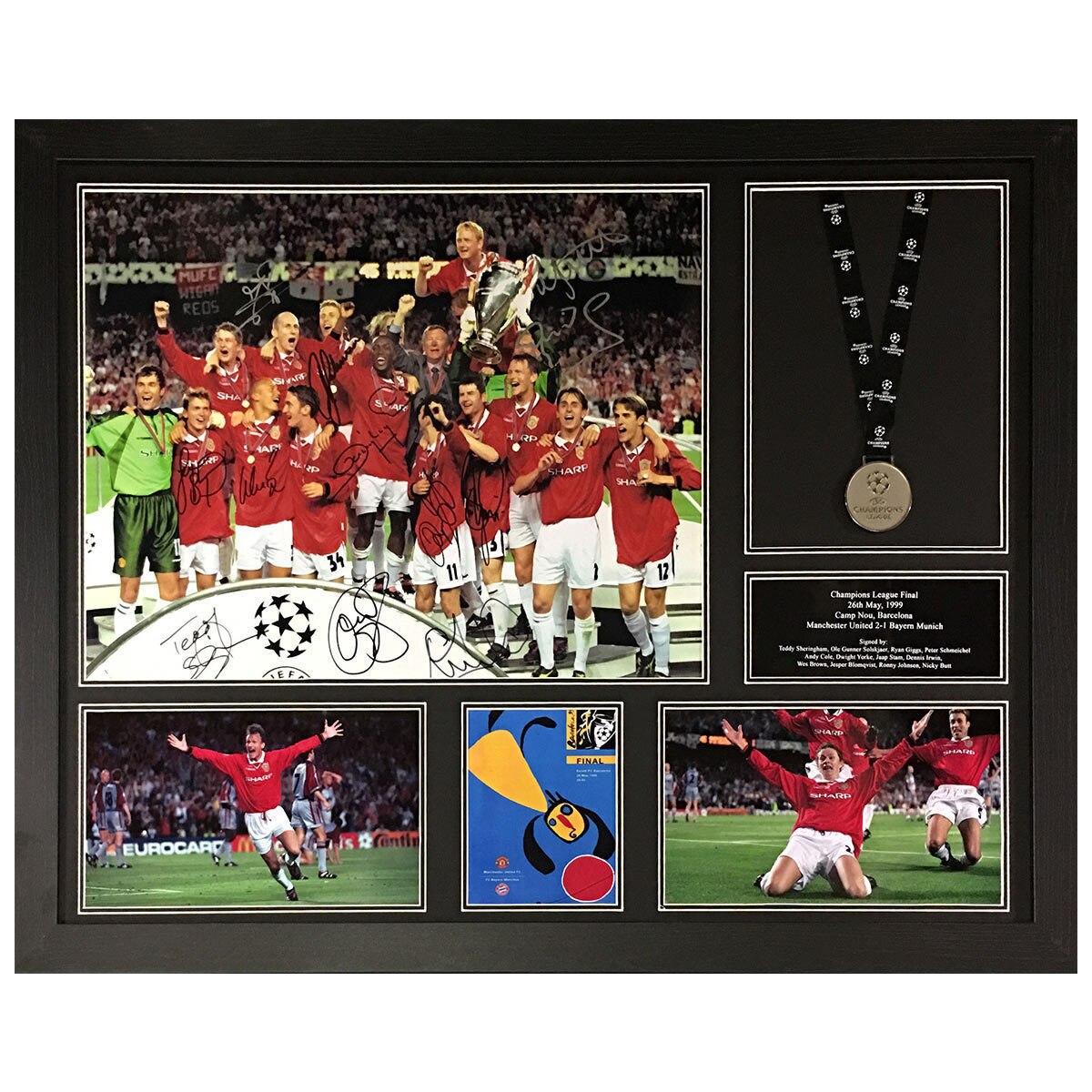 Manchester United Signed Framed 1999 Champions League Final Photograph ...