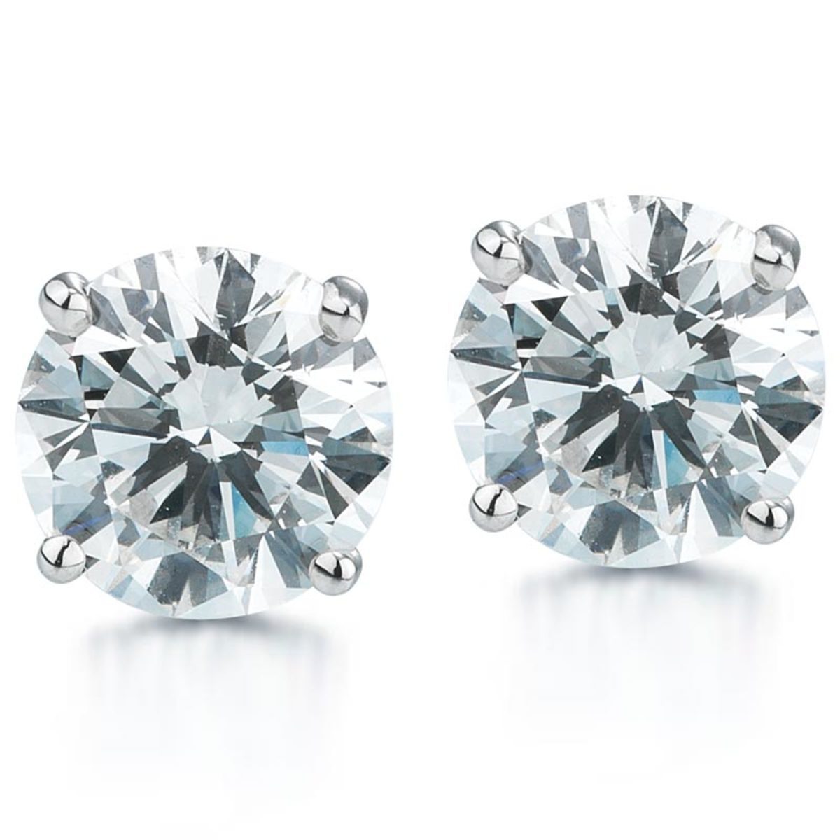 0.70ctw Round Brilliant Cut Diamond Stud Earrings, 18ct White Gold ...