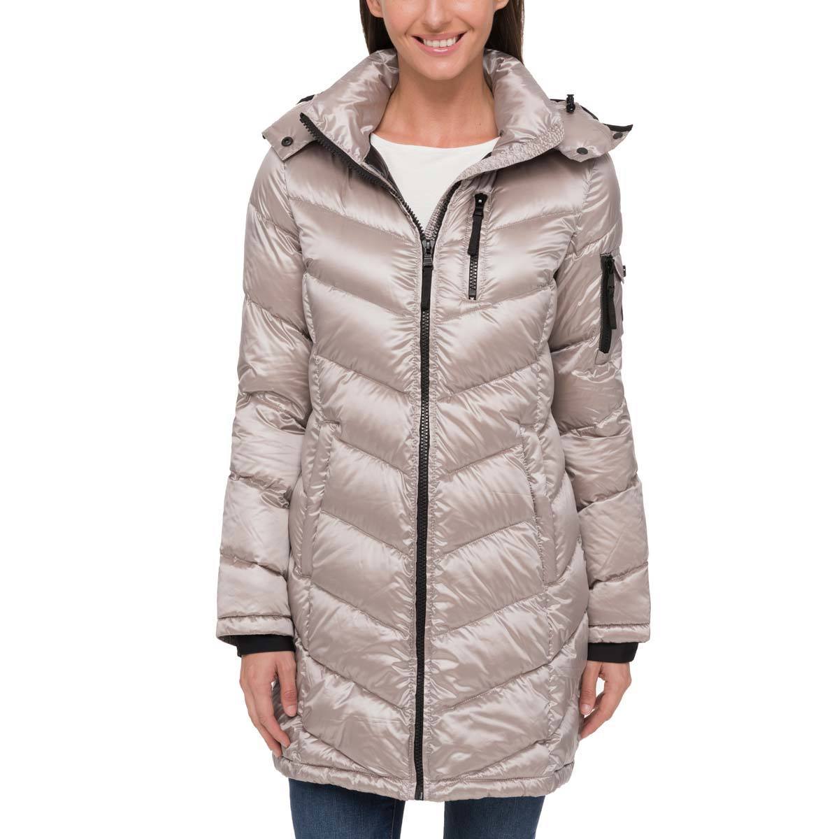 Andrew Marc Women's Long Packable Jacket, Pearlised Thist...
