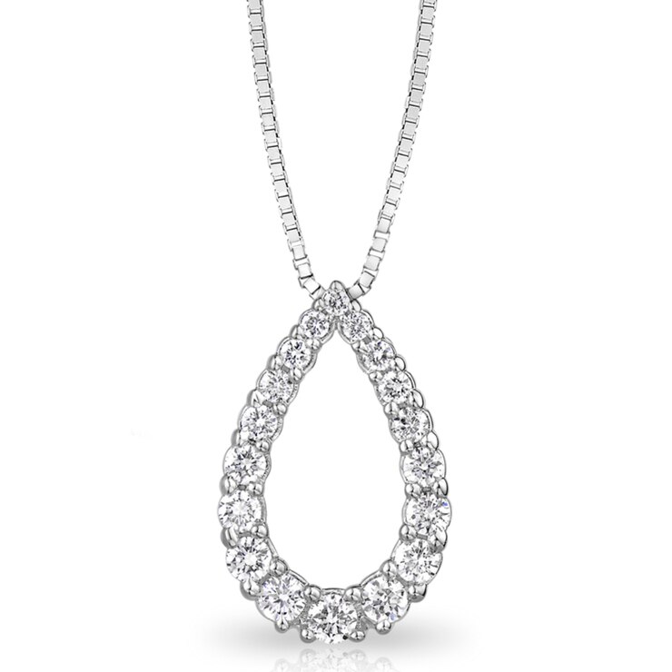 0.28ctw Round Brilliant Cut Diamond Teardrop Pendant, 18ct White Gold ...