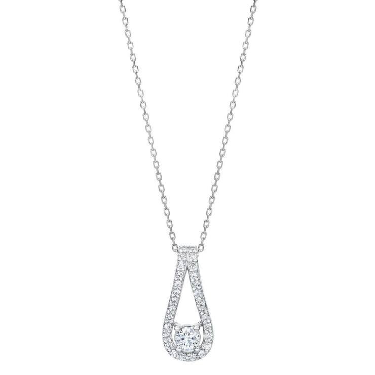 0.48ctw Round Brilliant Cut Diamond Tear Drop Pendant, 18ct White Gold ...