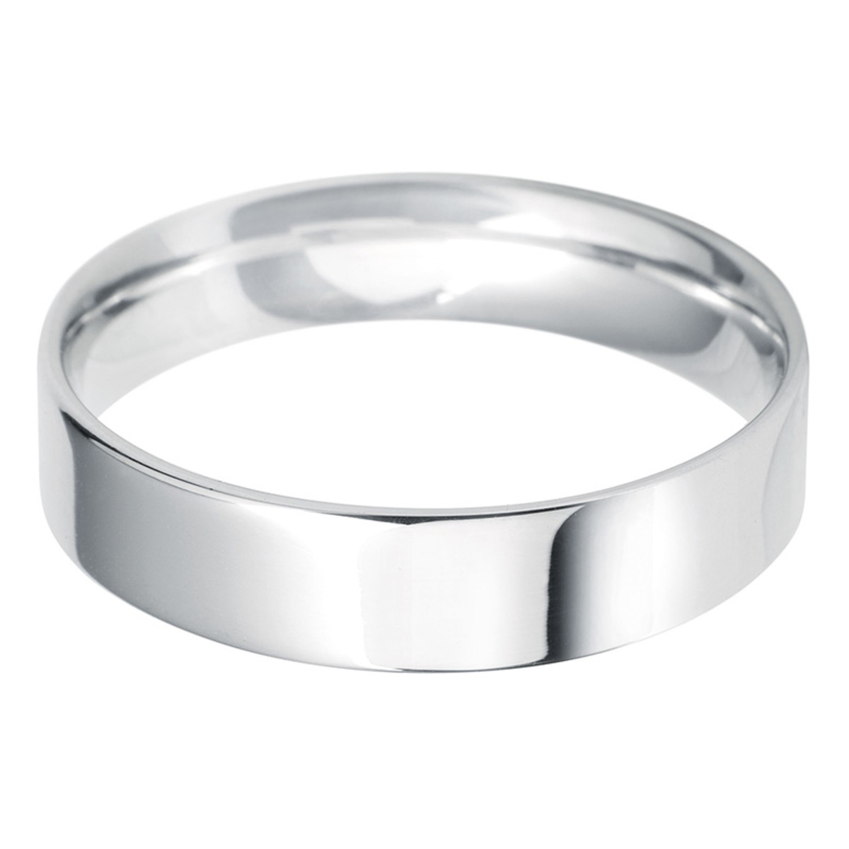 Gents 5mm Flat Court Wedding Band in Platinum, Size P