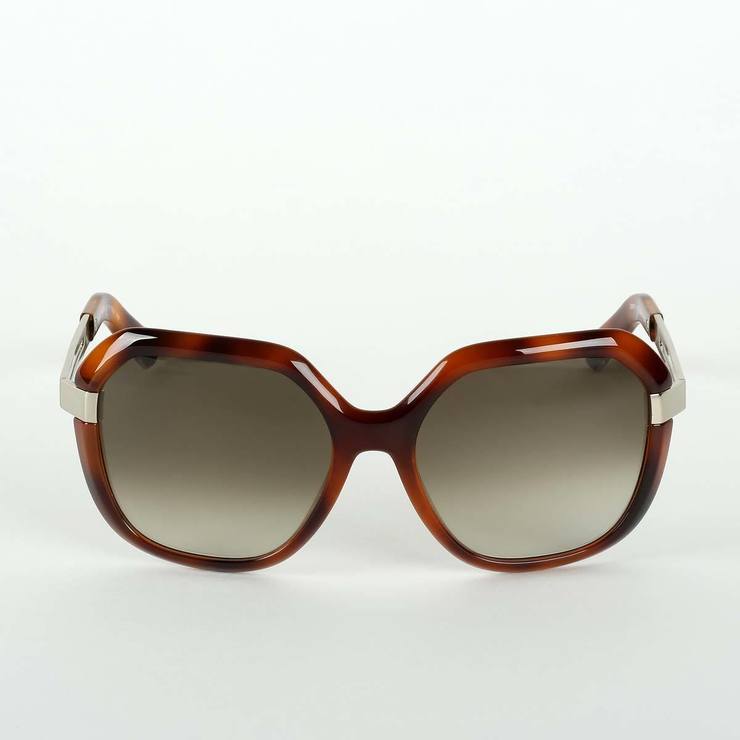 Chloe Tortoise Shell & Silver Sunglasses with Brown Lenses, CE 6612-218 ...