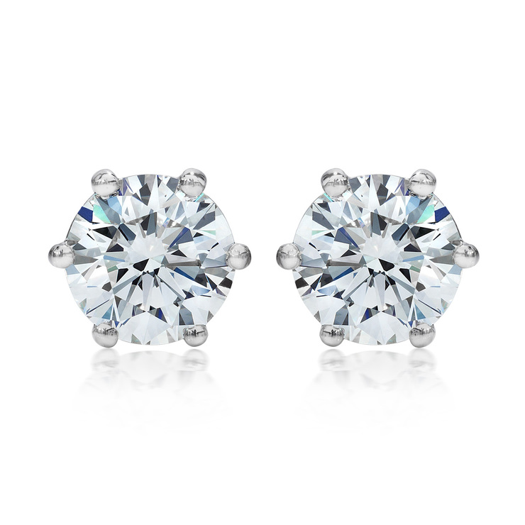 3.00ctw Round Brilliant Cut Diamond Stud Earrings, Platinum | Costco UK