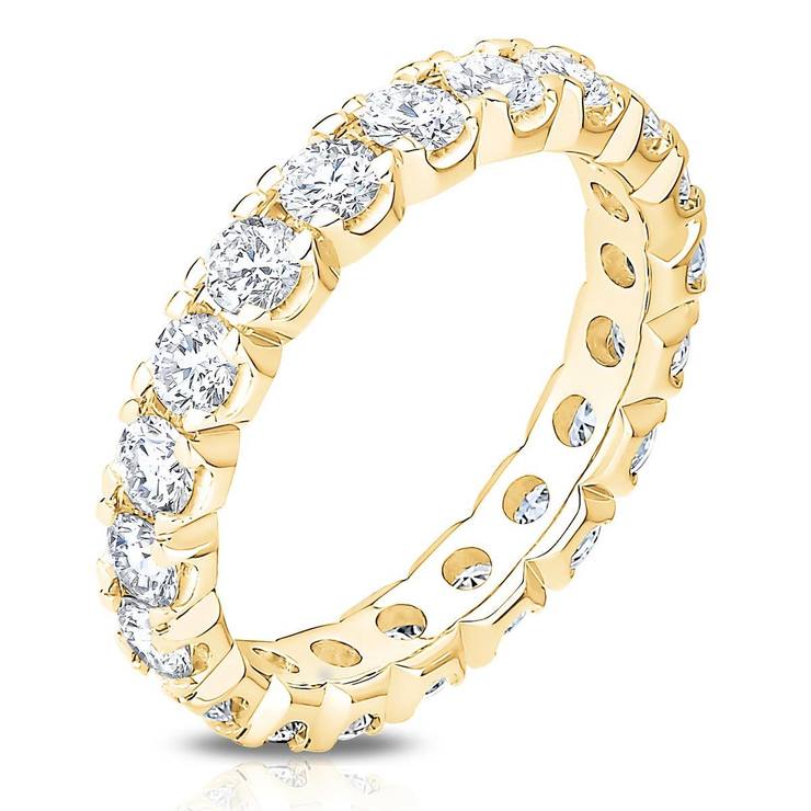 2.00ctw Round Brilliant Cut Diamond Eternity Ring, 18ct Yellow Gold Size L Costco UK