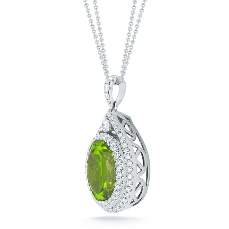 10.00ct Peridot and 0.80ctw Diamond Pendant, 18ct White Gold | Costco UK