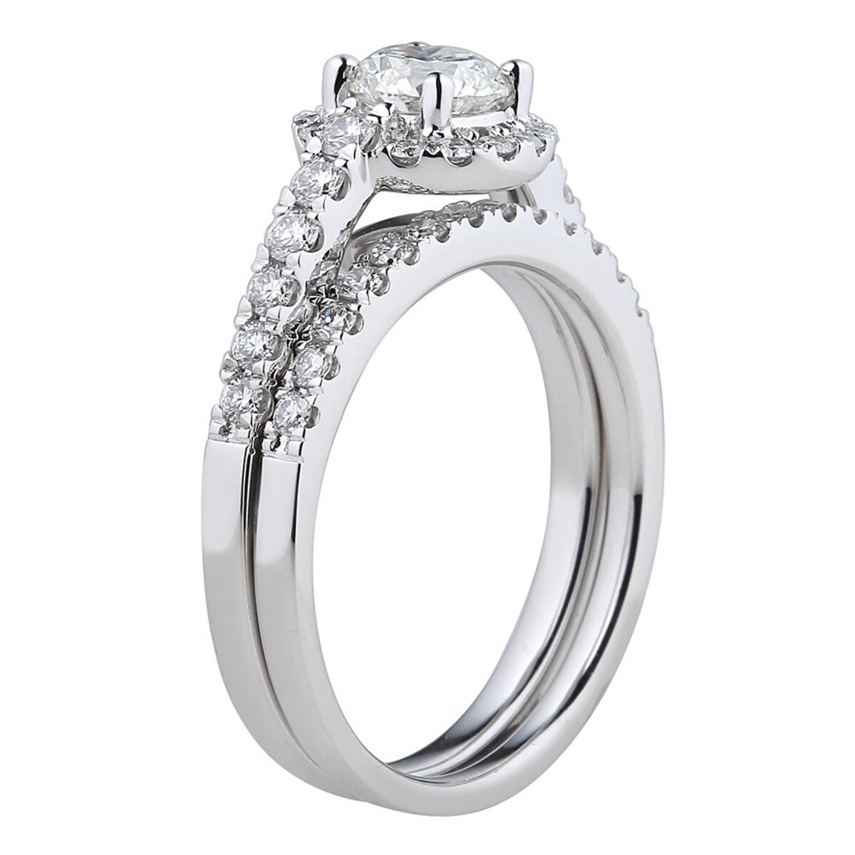 1.26ctw Round Brilliant Cut Diamond Wedding Ring Set, Platinum | Costco UK