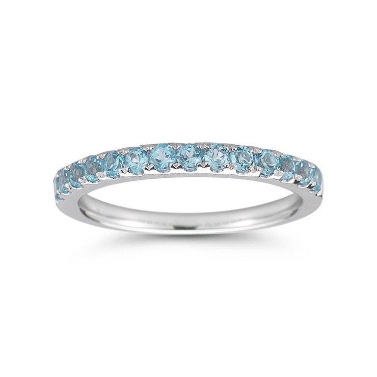 0.70ctw Blue Topaz Half Eternity Ring in 18ct White Gold | Costco UK
