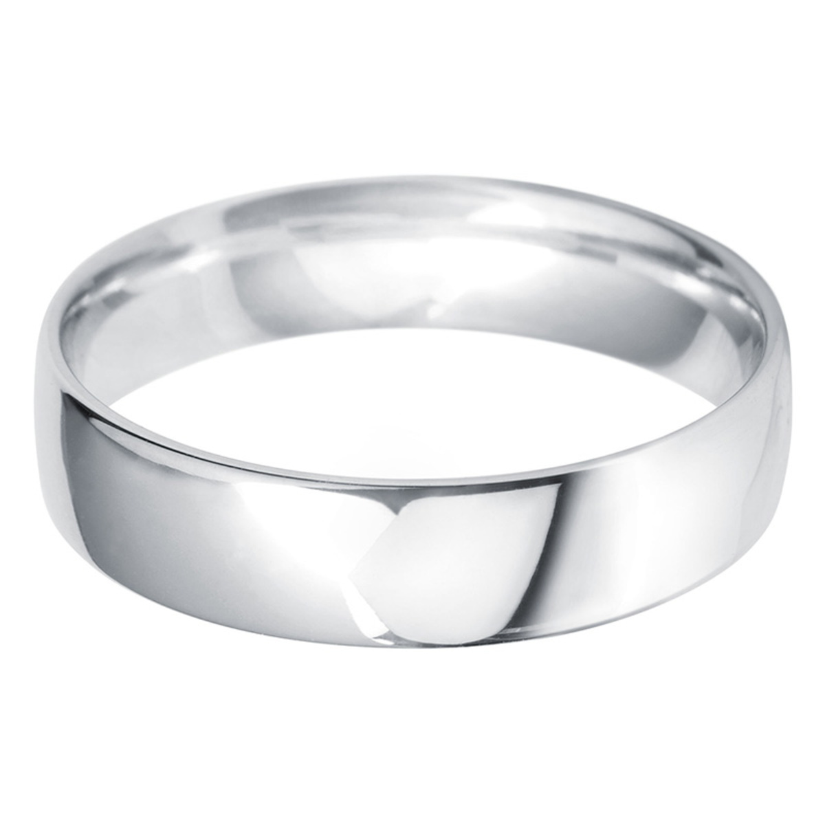 Gents 5mm Court Wedding Band, 18ct White Gold in 3 Sizes