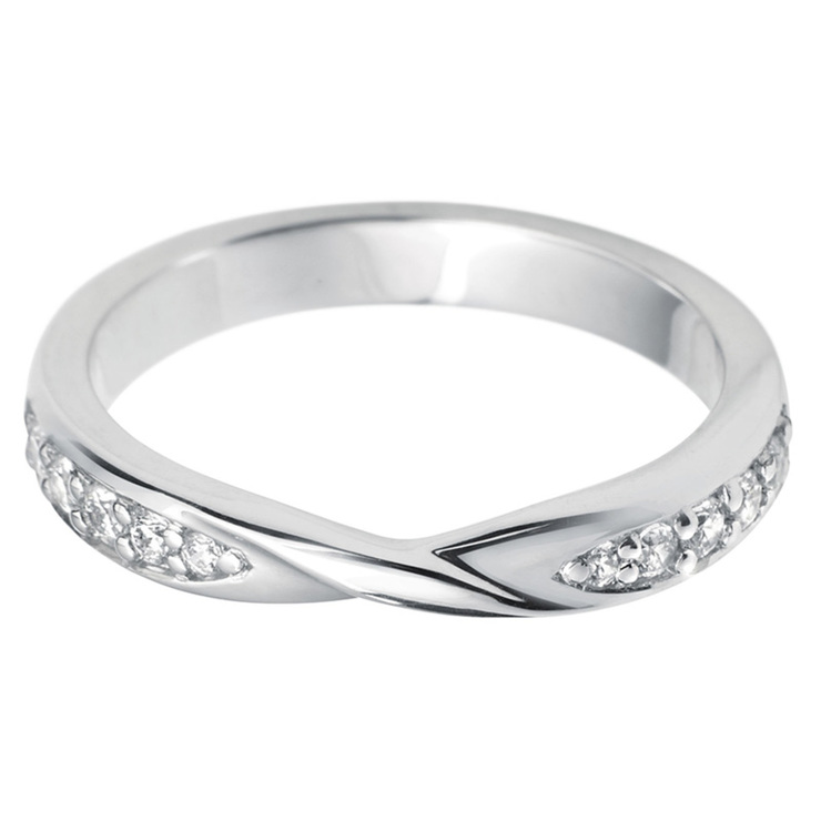 Ladies 0 17ctw Diamond Twist Wedding Ring 18ct White Gold In 2