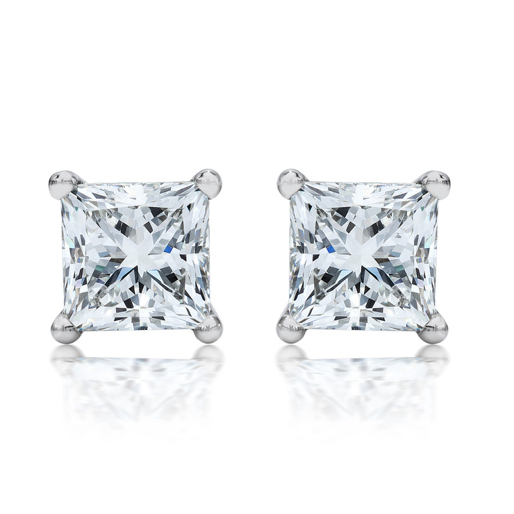 2 00ctw Princess Cut Diamond Platinum Stud Earrings Costco Uk