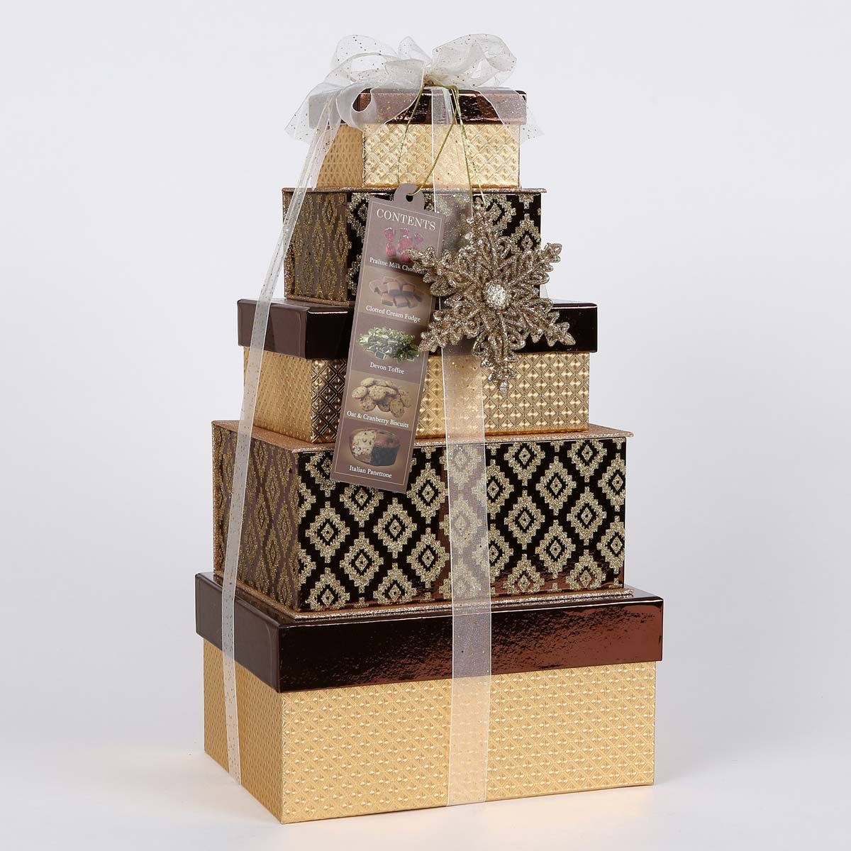 Festive Tower of Treats in Gold Design, 2.2kg