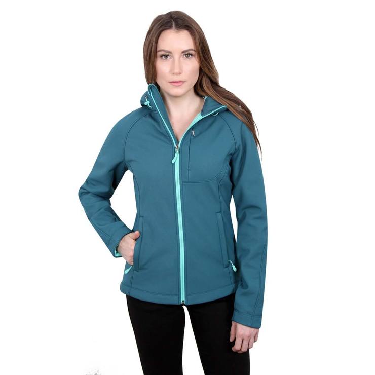 Kirkland Signature Women's Softshell Jacket, Teal - Small | Costco UK