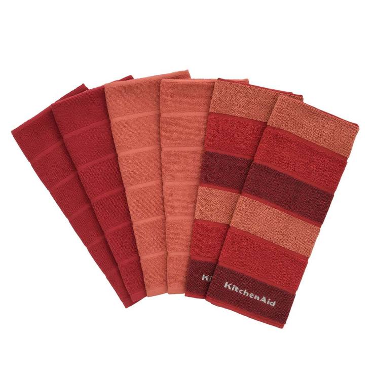  KitchenAid  6 Pack Kitchen Towels  in Red Costco UK