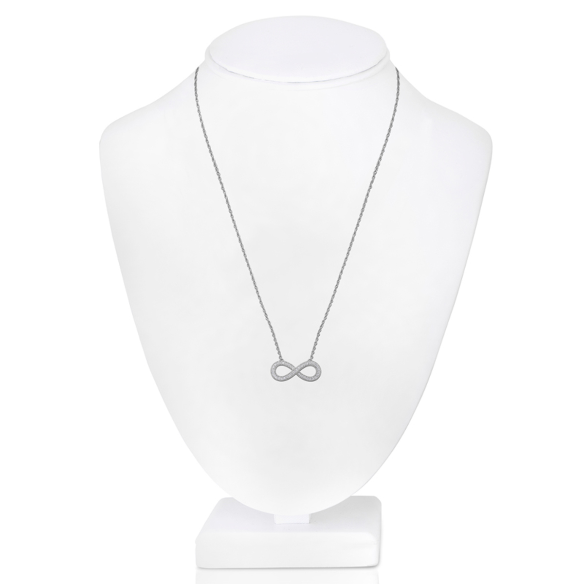 0.18ctw Round Brilliant Cut Diamond Infinity Necklace, 18ct White Gold ...