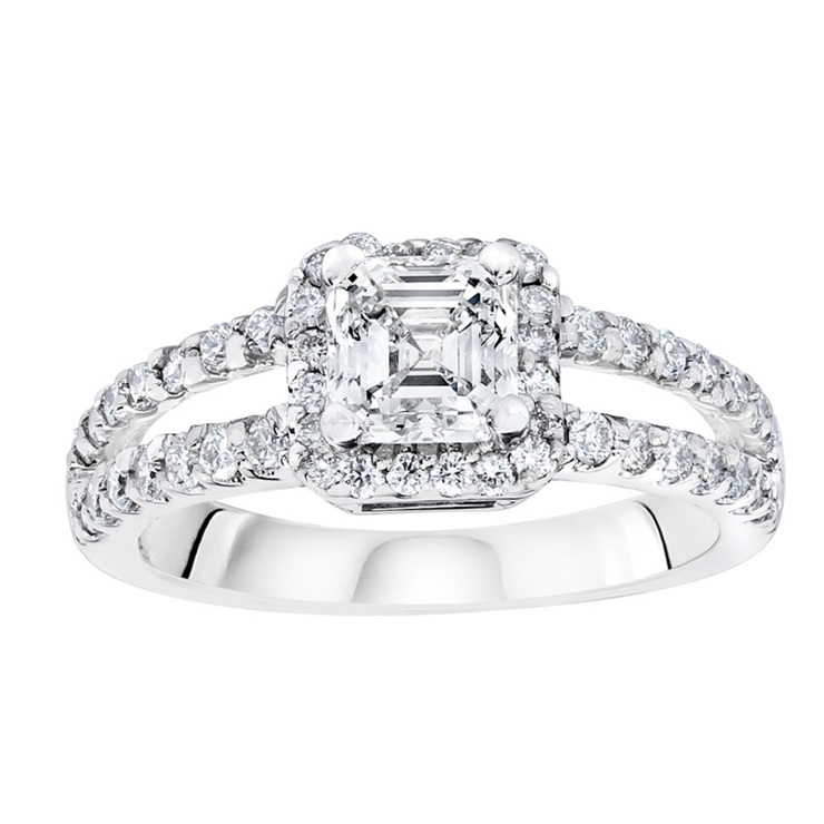 1.57ctw Asscher Cut Halo Ring, 18ct White Gold | Costco UK