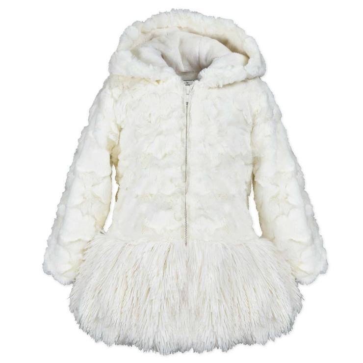 girls faux fur hooded coat