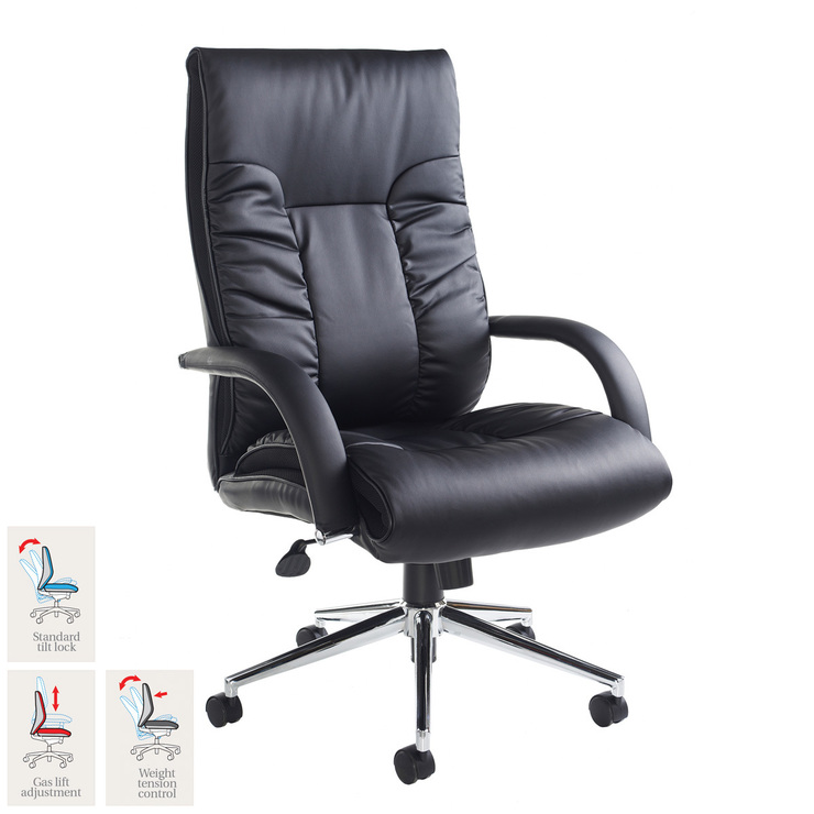 Derby Leather Faced Executive Chair in Black | Costco UK