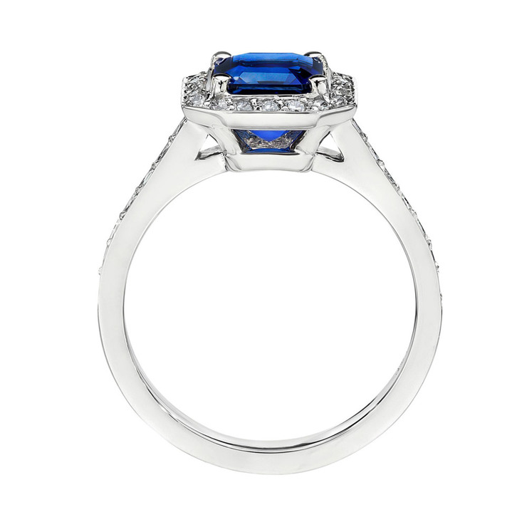 2.00ct Radiant Cut Blue Sapphire and 0.43ctw Diamond Ring, Platinum ...